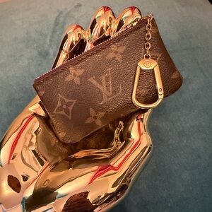 Louis Vuitton Brown Monogram Key Pouch with Gold Chain